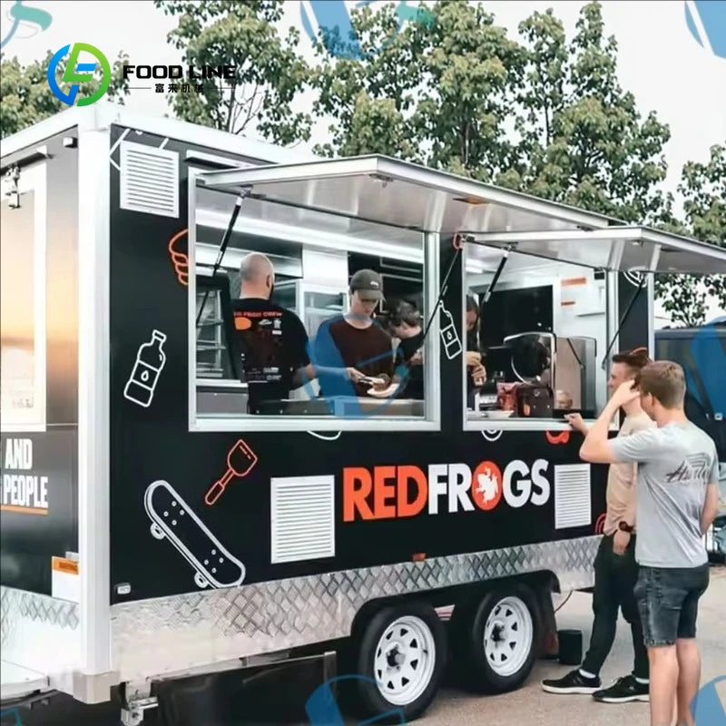 Customized Fully Equipped Ice Cream Food Truck Mobile Square Trailer with Full Kitchen for Hotdogs Candy Taco Pizza