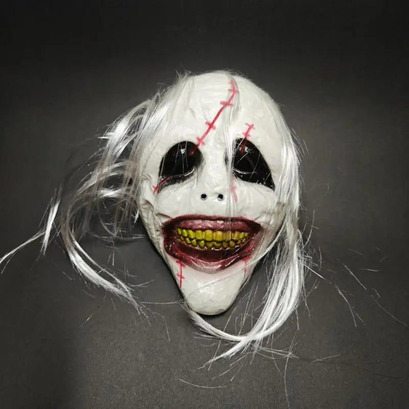 【S】Halloween Horror Terrifier Art The Clown Full Head Mask With Blood Splatter For Cosplay Party Haunted House