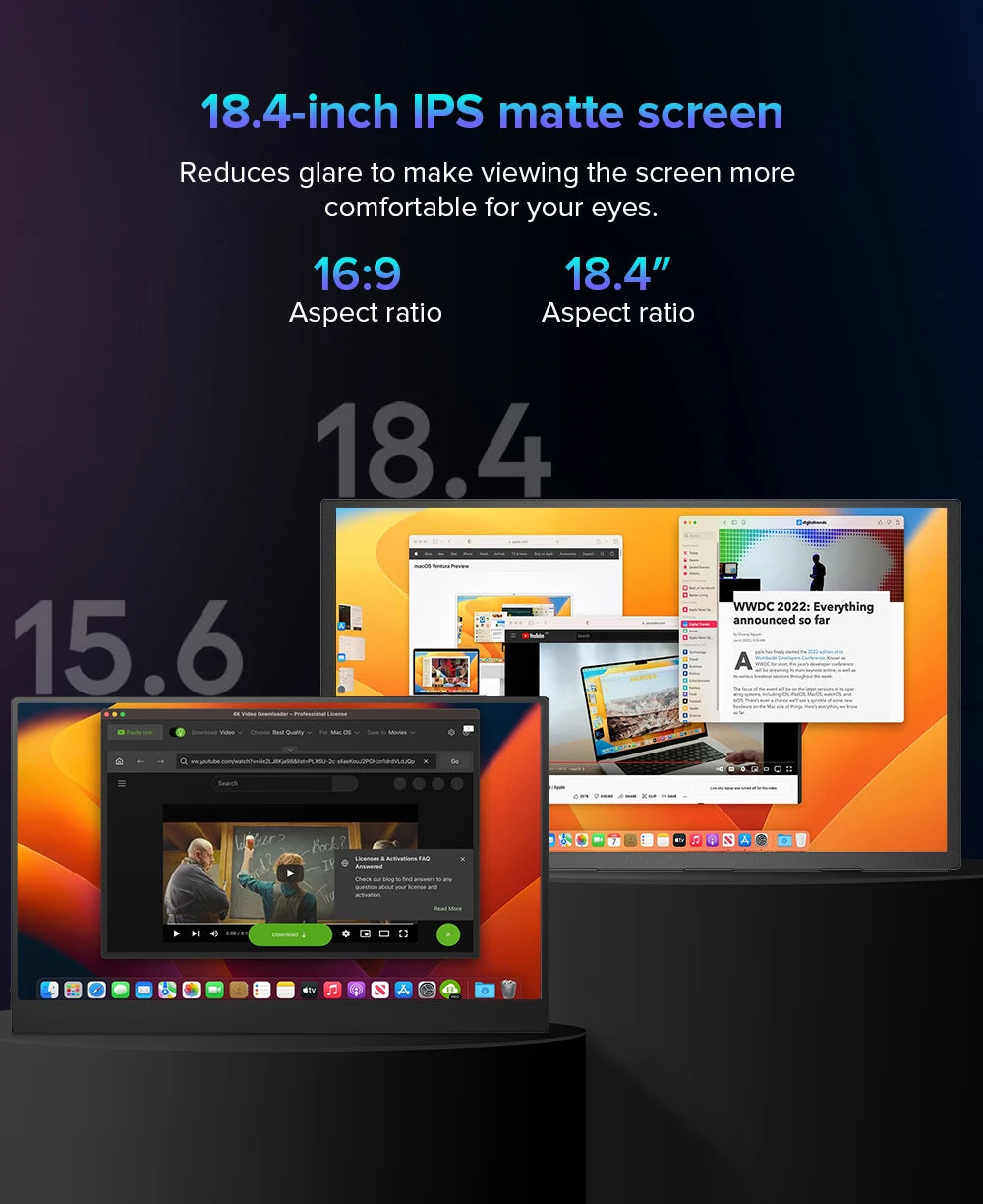 UPERFECT UXbox T118 4K 18 Inch Large Portable Gaming Monitor 3840*2160 100% SRGB IPS HDR HDMI Display for Laptop Computer Phone