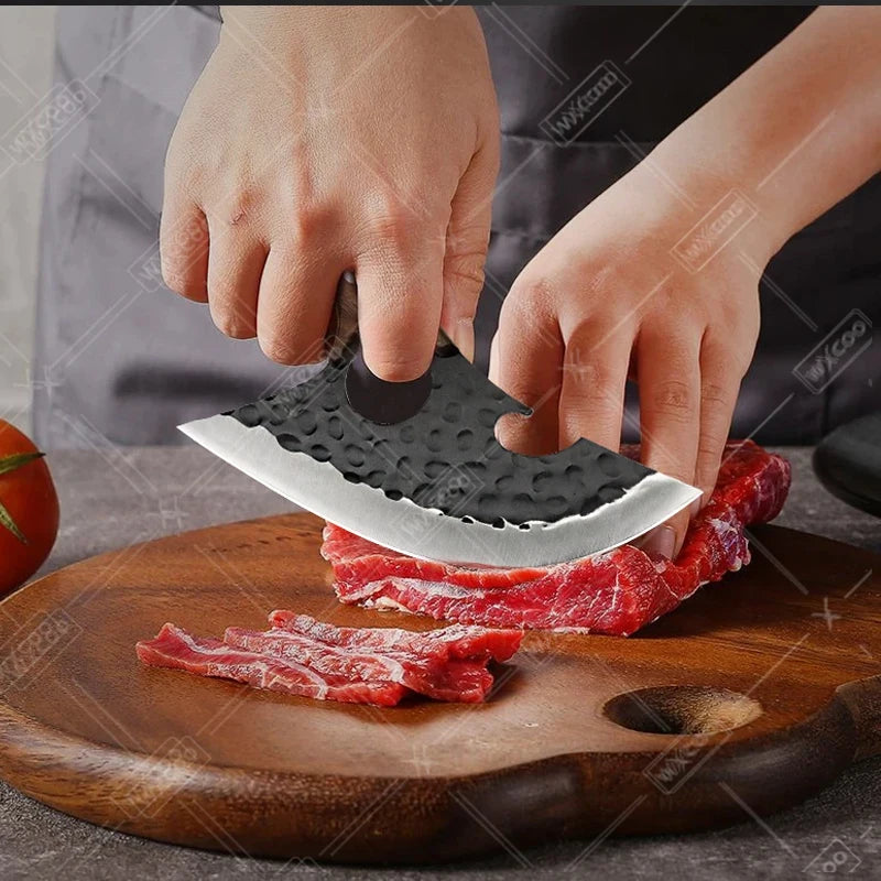 WXCOO Forged Butcher Knife Kitchen Chef Knife Stainless Steel Utility Knife Multifunctioanl Wooden Handle Fruit Slicing Househol