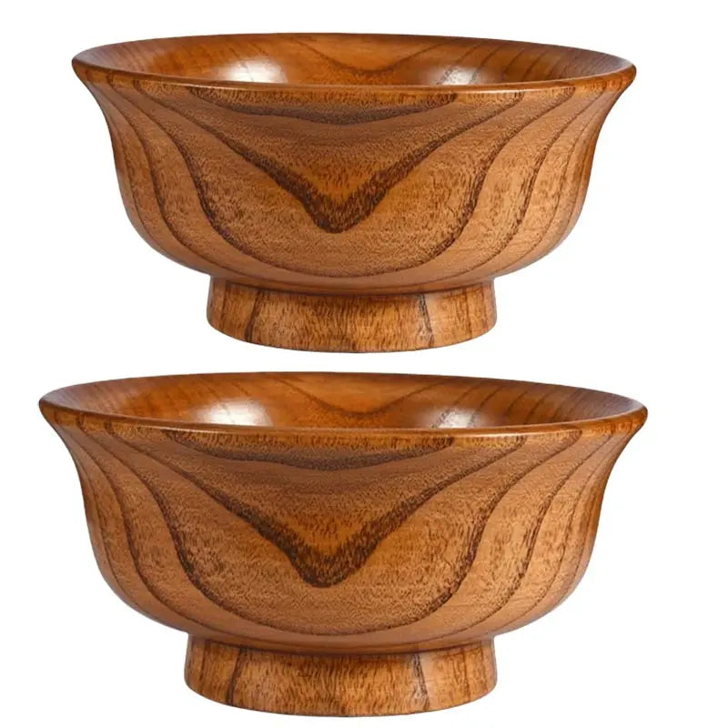 Natural Wood Bowl Sauce Salads Salad Ramen Bowl,Anti Edge High Foot Milk Tea Wooden Bowl Restaurant Creative Anti Scald Bowl