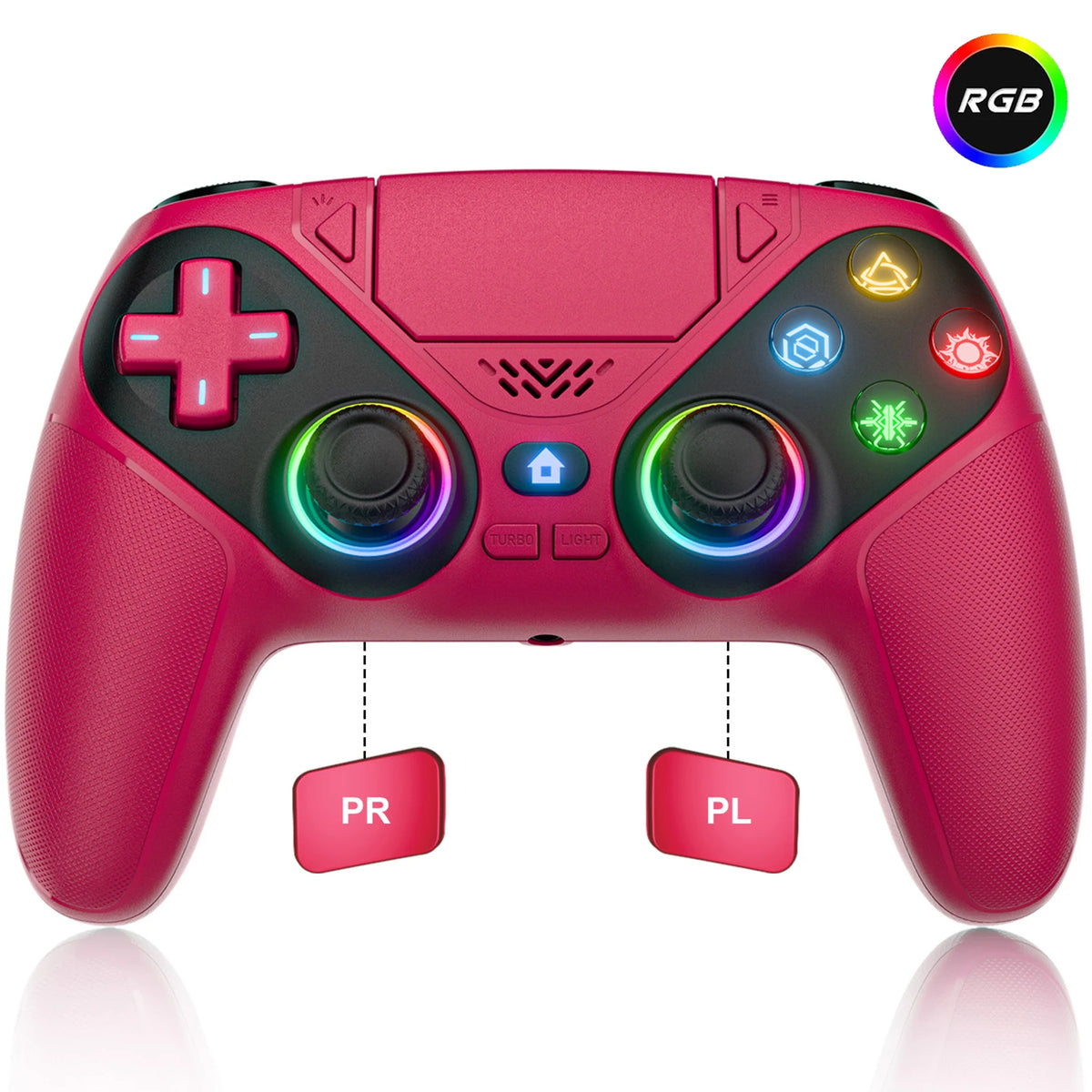 Controller for Playstation 5/PS5/PS5 Pro/Slim/PC,Wireless Gamepads RGB Joystick Turbo/Marco Program Dual Vibrate Game Controle