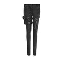 PUNK RAVE New Big Trousers Pocket Rivet Button Belt Punk Rock Jeans Lady Skinny with High Waist Black Denim Pants for Women