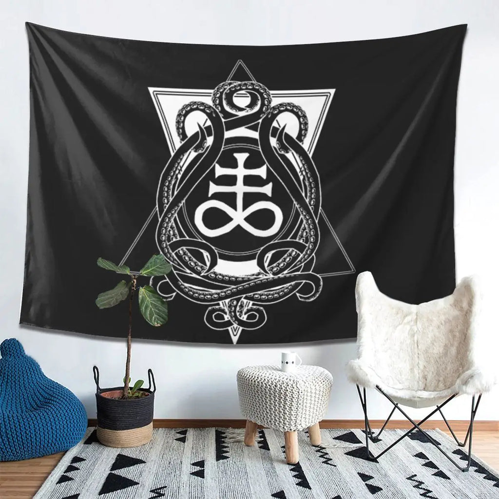 Satanic Cross Leviathan's Cross And Tentacles Tapestry Decor Art Aesthetic Tapestries for Bedroom Home Wall Cloth Wall Hanging