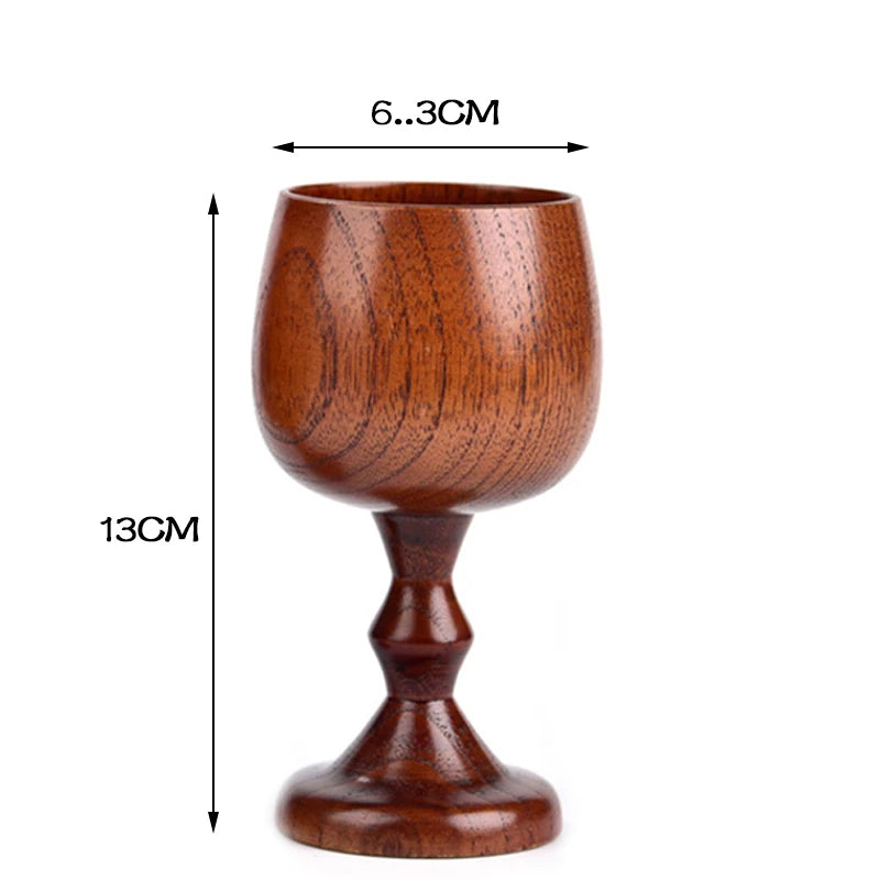 Handmade Natural Spruce Wood Goblet Cup Environmental Classical Wine Glass Round Red Wine Teapcup Solid Wooden Goblets Drinkware