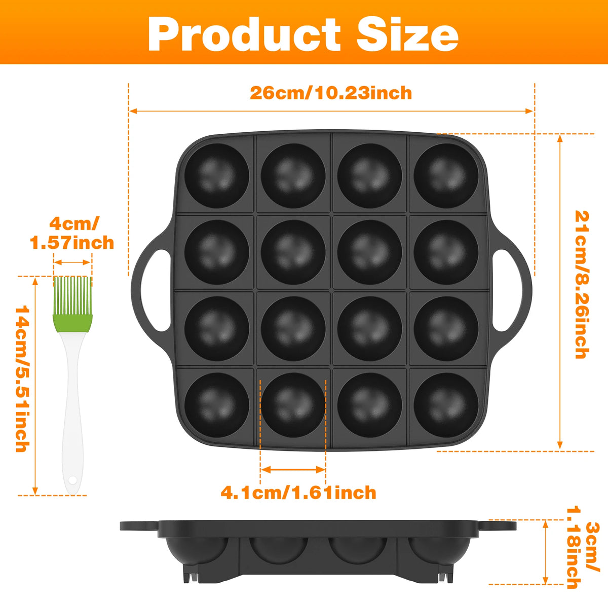 Takoyaki Pan 16 Hole Octopus Ball Maker Cooking Plate for Gas Stove Authentic Osaka Street Food Cooker Takoyaki Maker for Baking