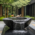 FZ  Black Mountain stone water bowl basin courtyard Chinese fountain stone carving water fountain garden  water feature