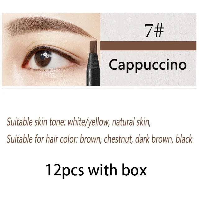 6/12PCS Eyebrow Pencil Hard Core Wholesale Makeup Pull Line Haozhuang Brand Permanent Peel off White Black Waterproof Natural
