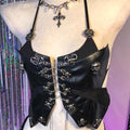 Women's Y2K Goth Top Emo Clothing Gothic Boho Cross Punk Rock Tank Skull Bra Grunge T-Shirt for Teens Rave Festival Wear