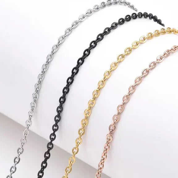 20pcs 304 Stainless Steel Plated PVD 18K Gold Flat Cable Chain Necklace for Bulk Wholesale