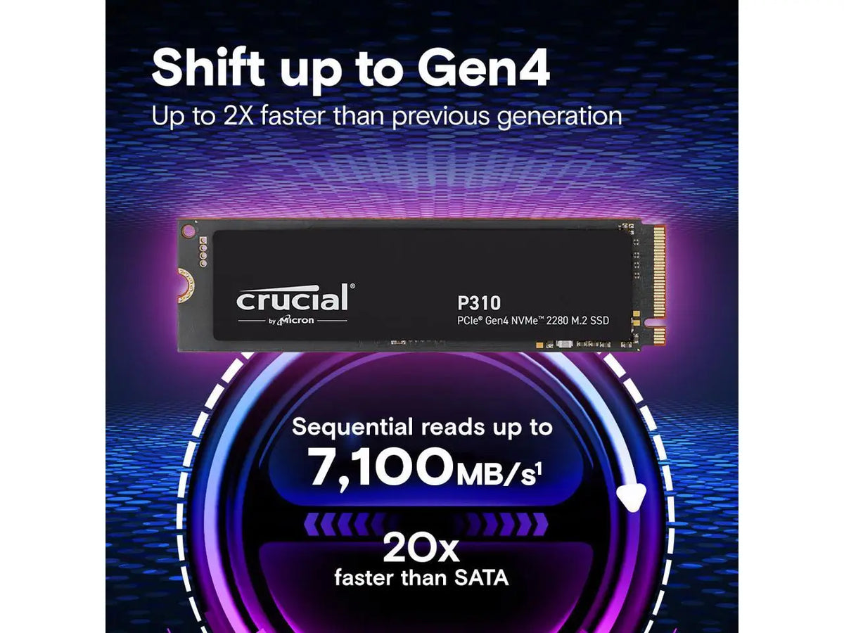 Crucial P310 2TB 2280 PCIe Gen4 3D NAND NVMe M.2 SSD - Up to 7,100 MB/s - Shift up to Gen4, with Acronis Offer, Internal Solid State Drive (PC)