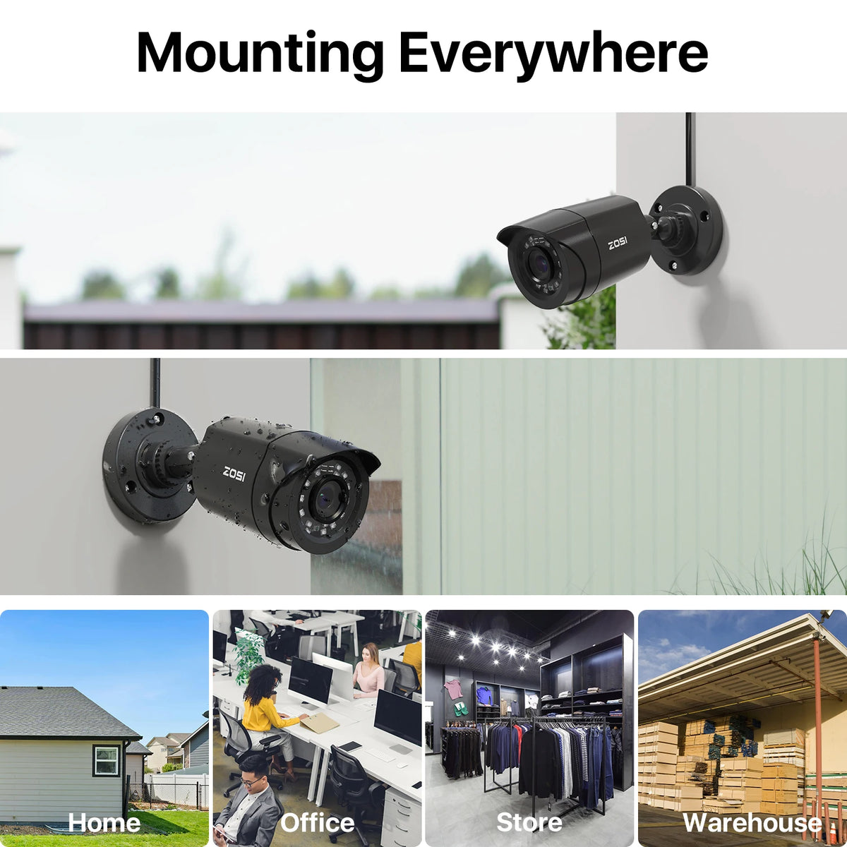 ZOSI 4pcs/lot 1080p HD-TVI CCTV Security Camera ,80ft Night Vision ,Outdoor Whetherproof Surveillance Camera Kit