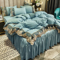 Summer European Ice Rayon Bed Skirt Bedding Set Skin-Friendly Silky Quilt Kit for Sleepers Ice Silk Cozy Cooling Bedspread Sets