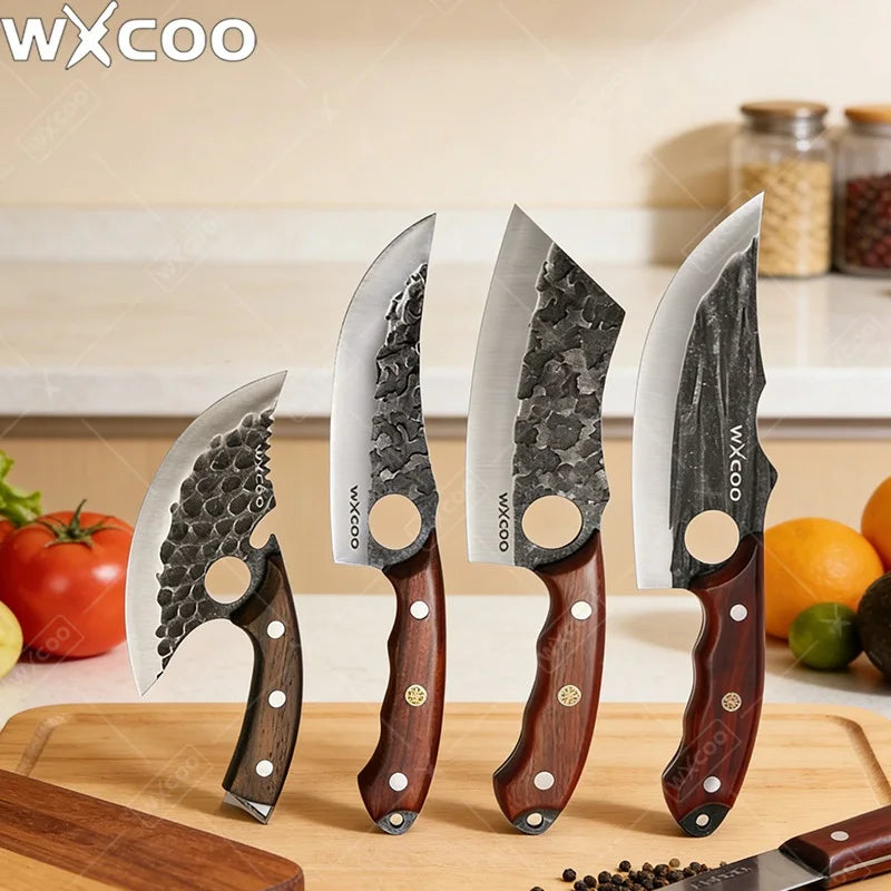 WXCOO Stainless Steel Kitchen Knives Handmade Forged Cleaver Boning Knife Fruit Vegetable Cutter Utility Knife DIY Bottle Opener