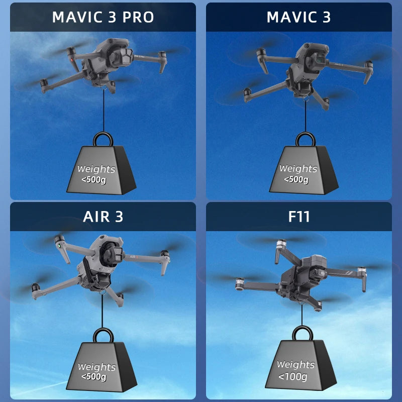 BRDRC Airdrop System for DJI Mini 4K/Mini 4 Pro/Air 3/Mini 3 Pro/Mavic 3/Mavic Pro Drone Thrower Fishing Life Rescue Send Gift