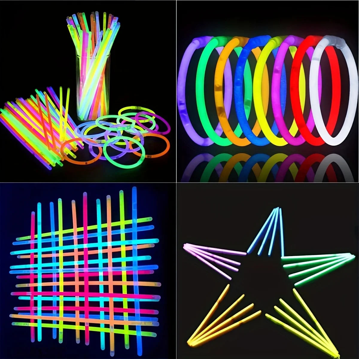 15/35Piece Glow Stick Bulk Set - 8" Multicolor Glow in the Dark Necklaces, Bracelets & Glasses | Party Decor ZSY