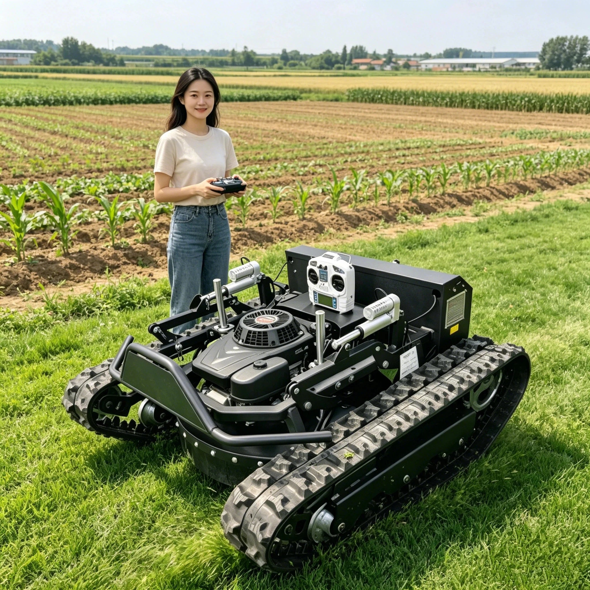 Remote Controlled Lawn Mower Suitable For All Terrains Customized Powerful Engine Precise Cutting Wireless Remote Control