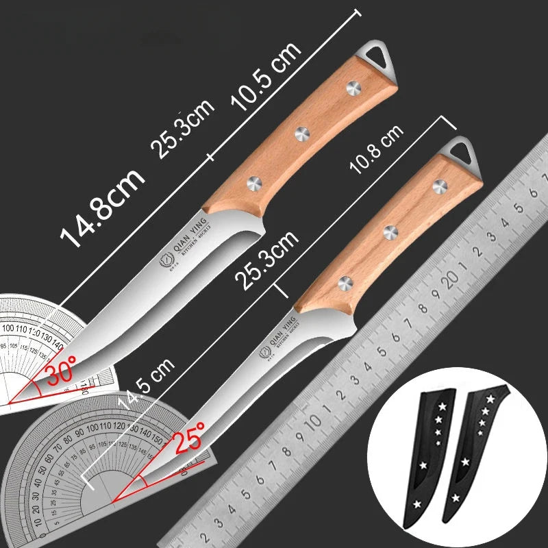 Professional forging bone removal and slicing knife set, kitchen knife with wooden handle, meat cutting knife with blade sheath