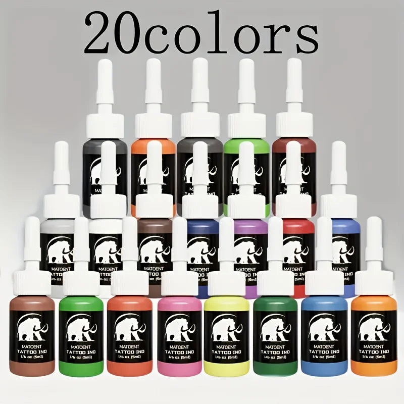 Professional Tattoo Ink Kit - Multi-Color Set, Odorless & Alcohol-Free for Beginners and Artists.