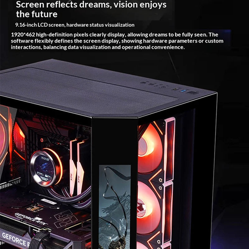 WJCOOLMAN Dreamer PLUS Secondary screen PC case with full side sea view room 360 water cooler Computer case gabinetes gamer