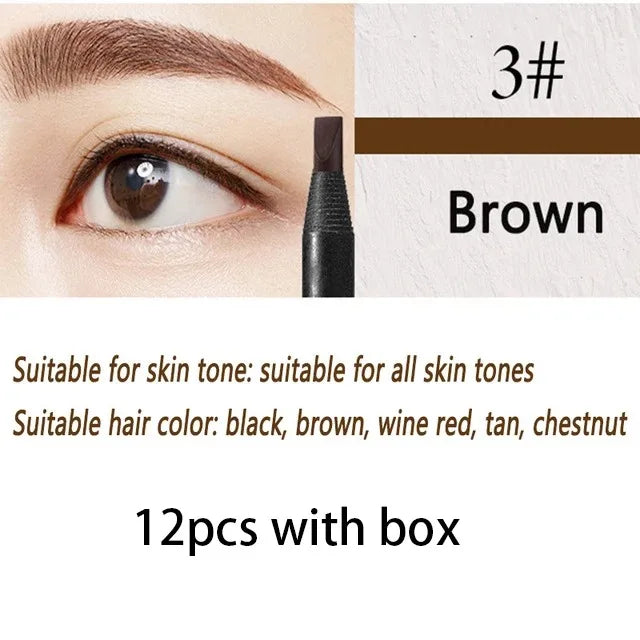 6/12PCS Eyebrow Pencil Hard Core Wholesale Makeup Pull Line Haozhuang Brand Permanent Peel off White Black Waterproof Natural