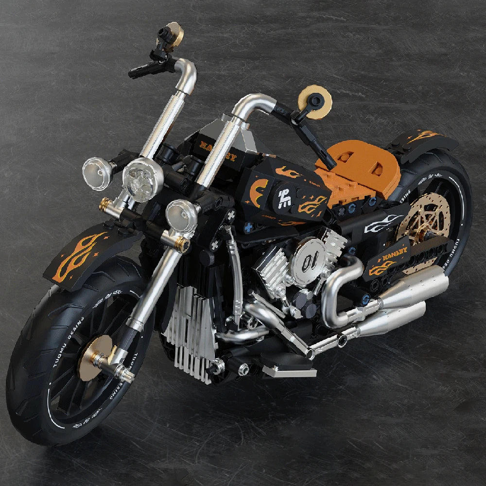 Classic Retro Motorcycle Building Blocks Set Technic Model Kit for Adults Kids STEM Educational Toys Children's Gift for Boys