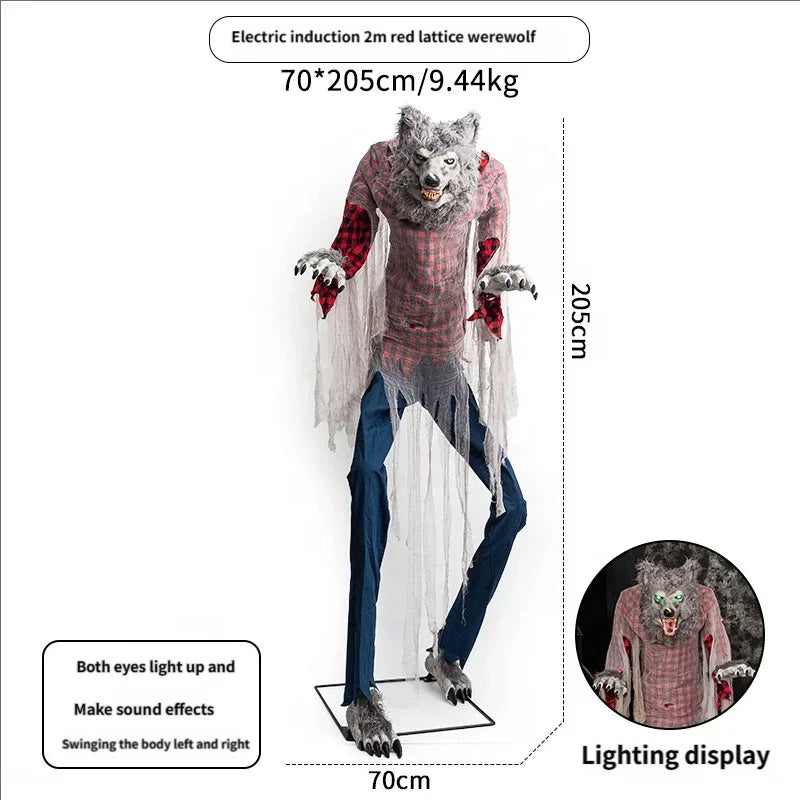 Standing Werewolf Animated Ornament Party Glowing Eyes Halloween Large Electric Induction Swinging Decoration Animatronics Prop
