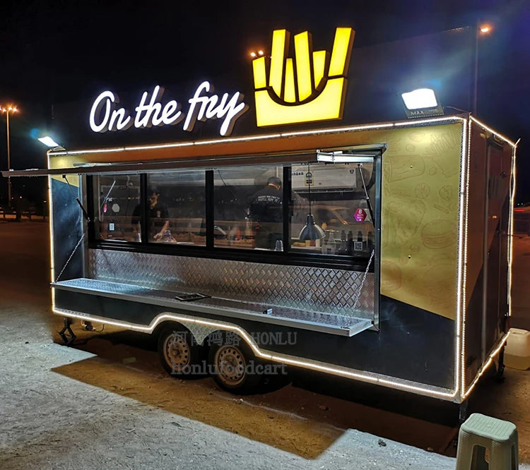 HONLU Mobile Food Trailer Fully Equipped Food Cart Food Vending Truck for Sale