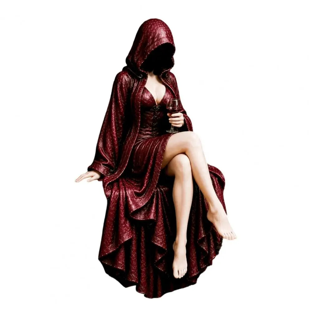 Skeleton Reader Statue Dark Fantasy Reading Corner Decor Reader Statue Resin Figurine Hooded Skeleton Reaper Sitting Book Decor