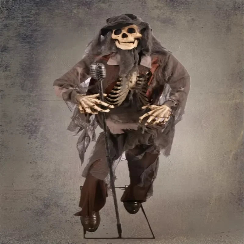 for Halloween 12ft Giant Life Size Skeleton Scarecrow Moving Body Animated Decoration Animatronics