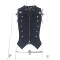 Goth Dark Punk Style Sleeveless Zip Cardigan Crop Tops Women Cyber Y2K Teachwear Gothic Button Slim Fashion Streetwear Tank Top