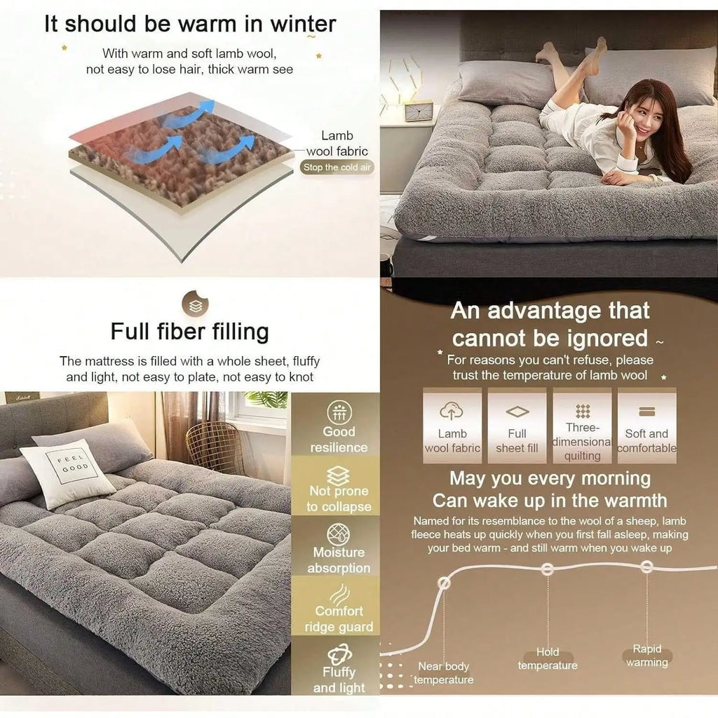 Japanese Futon Mattress, Extra Thick Fluffy Floor Futon Mattress, Super Soft Shaggy Roll Up Sleeping Pads, Portable Sleeping Mat, Sofa Mattress, Guest Bed
