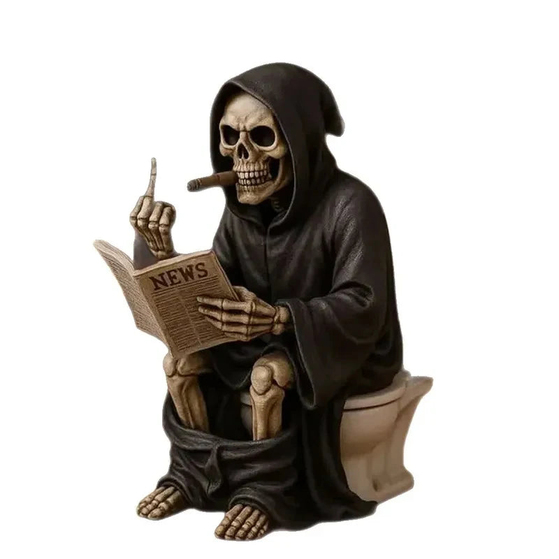 New Middle Finger Toilet Death God Statue Resin Craft Ornament Halloween Decoration Gift Small Gift