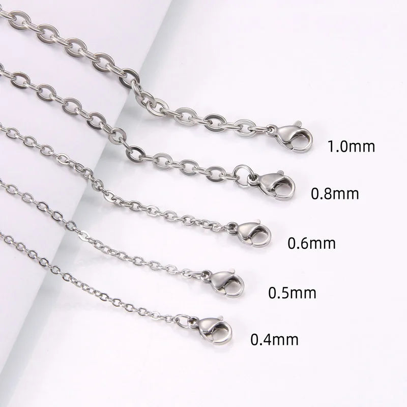 20pcs 304 Stainless Steel Plated PVD 18K Gold Flat Cable Chain Necklace for Bulk Wholesale