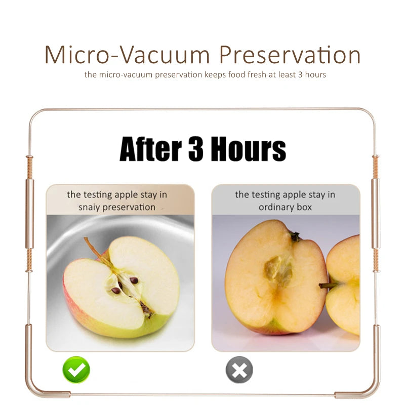 Snainy Pure 304 Stainless Steel Kitchen Fridge Oganizer Micro-vacuum Preservation Crisper Microwave-safe Glass Cover Bento Box