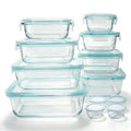 24 Pcs Glass Food Storage Containers Set Modern Clear Borosilicate Glass Meal Prep Containers Airtight Leakproof Teal Locking Lids Microwave Oven Safe Bento Box Bins For Kitchen Pantry Office Picnic Housewarming Gift