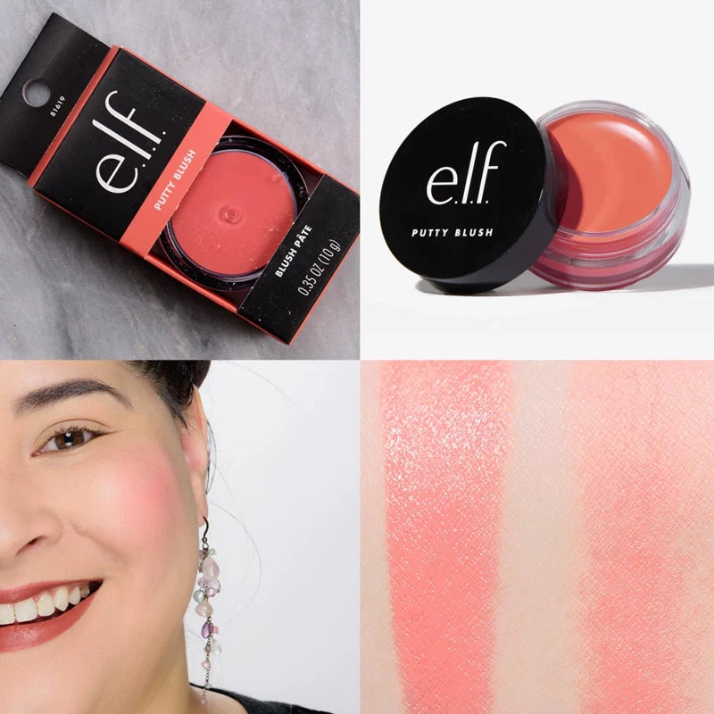 Elf Putty Blushcream Blush Balm in Pink Tones Bora Bora Matte Pearlescent and Shimmering Lip Glaze for Moisturizing Lips Makeup
