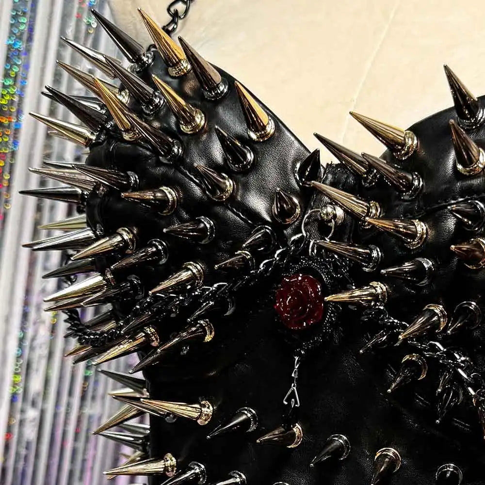 Goth Top Y2K Clothes Women's Tanks Emo Clothing Gothic Boho Tops with Spikes Punk Rock Teens Rave Festival Spiked Bra Grunge