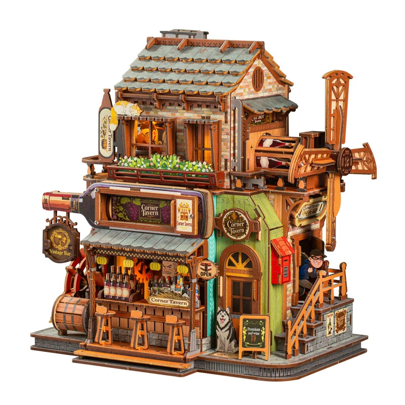 DIY Corner Doll House Wooden Miniature Kit Furniture Litht Dollhouse Furniture Handmade Model Assembly Toys Case Birthday Gifts