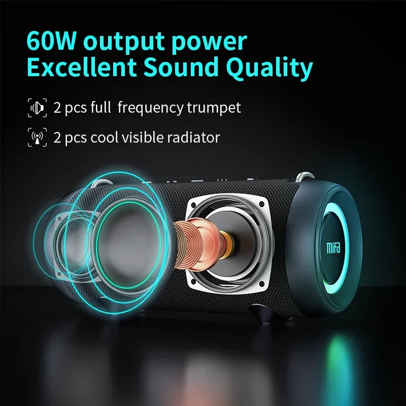 Mifa A90 Bluetooth Speaker 60W Output Power Bluetooth Speaker with Class D Amplifier Excellent Bass Performance Camping Speaker