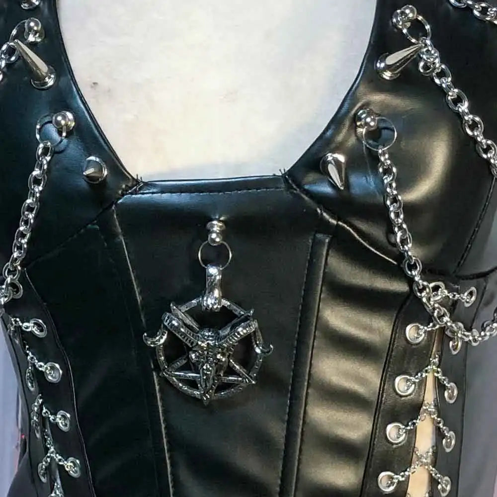 Hand Made Teen Chain Trendy Goth Grunge DIY Y2K TOPS Gothic Tank Eco Harajuku Kawaii E-Girls 90s Punk Rock Studded Rivet Emo