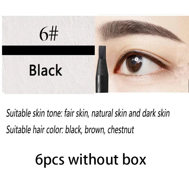 6/12PCS Eyebrow Pencil Hard Core Wholesale Makeup Pull Line Haozhuang Brand Permanent Peel off White Black Waterproof Natural