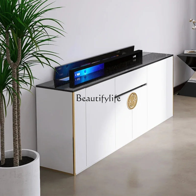 jj *White intelligent lifting TV cabinet remote control automatic hidden TV partition cabinet