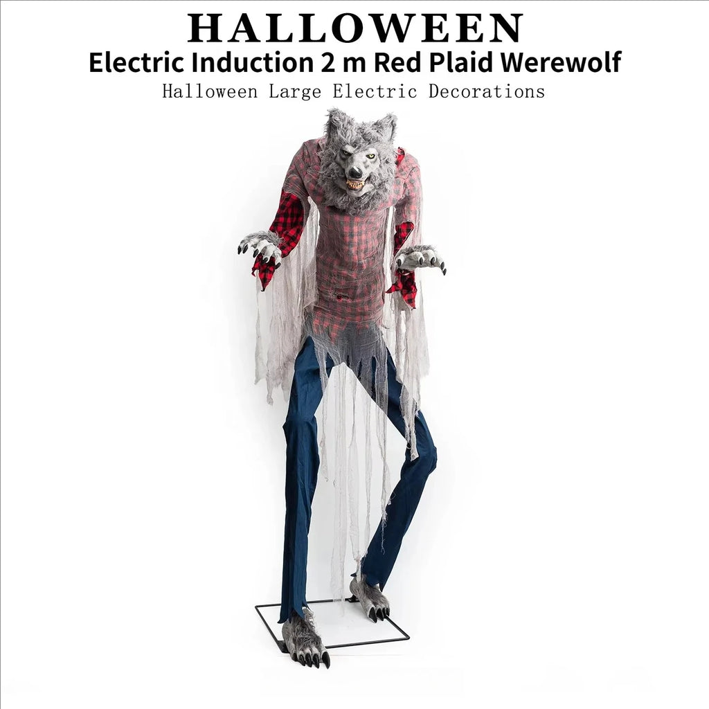 Standing Werewolf Animated Ornament Party Glowing Eyes Halloween Large Electric Induction Swinging Decoration Animatronics Prop