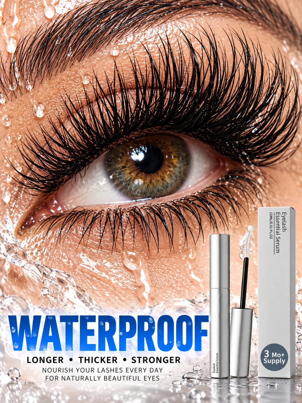 Fast Natural Curling Eyelash Essence – Precision Brush for Defined Eye Makeup, Lightweight Hydrating Formula, Daily Lash Care