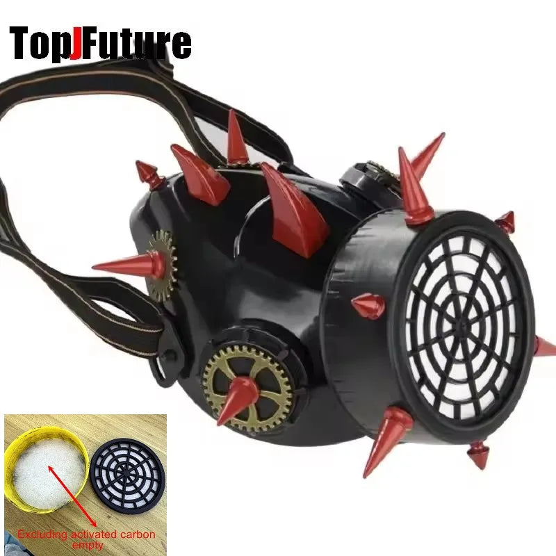 Locomotive Subculture Y2K Girls Mask Punk PU Leather Chain Mask Men's and Women's Fashion Decoration Visor Personality Face Mask