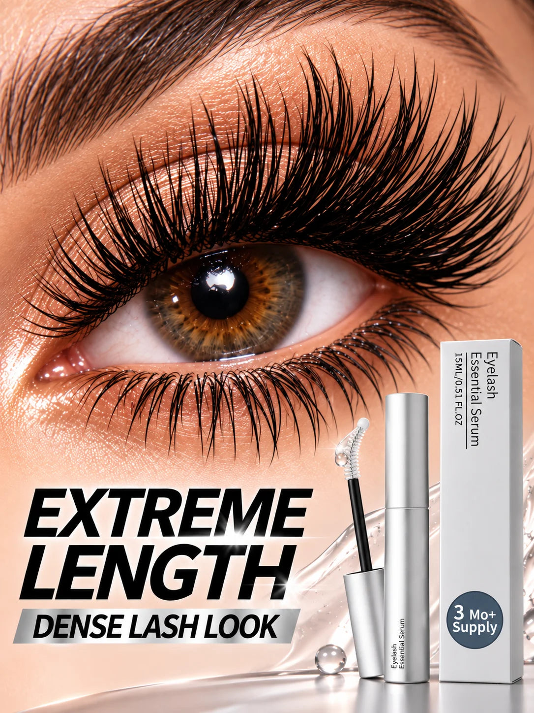 Fast Natural Curling Eyelash Essence – Precision Brush for Defined Eye Makeup, Lightweight Hydrating Formula, Daily Lash Care