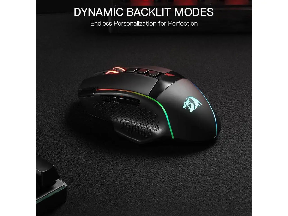 Redragon M991 Wireless Gaming Mouse, 26000 DPI 3-Mode Gamer Mice w/Rapid Fire Key, 9 Macro Buttons, Powerful Capacity and RGB Backlight for PC/Mac/Laptop