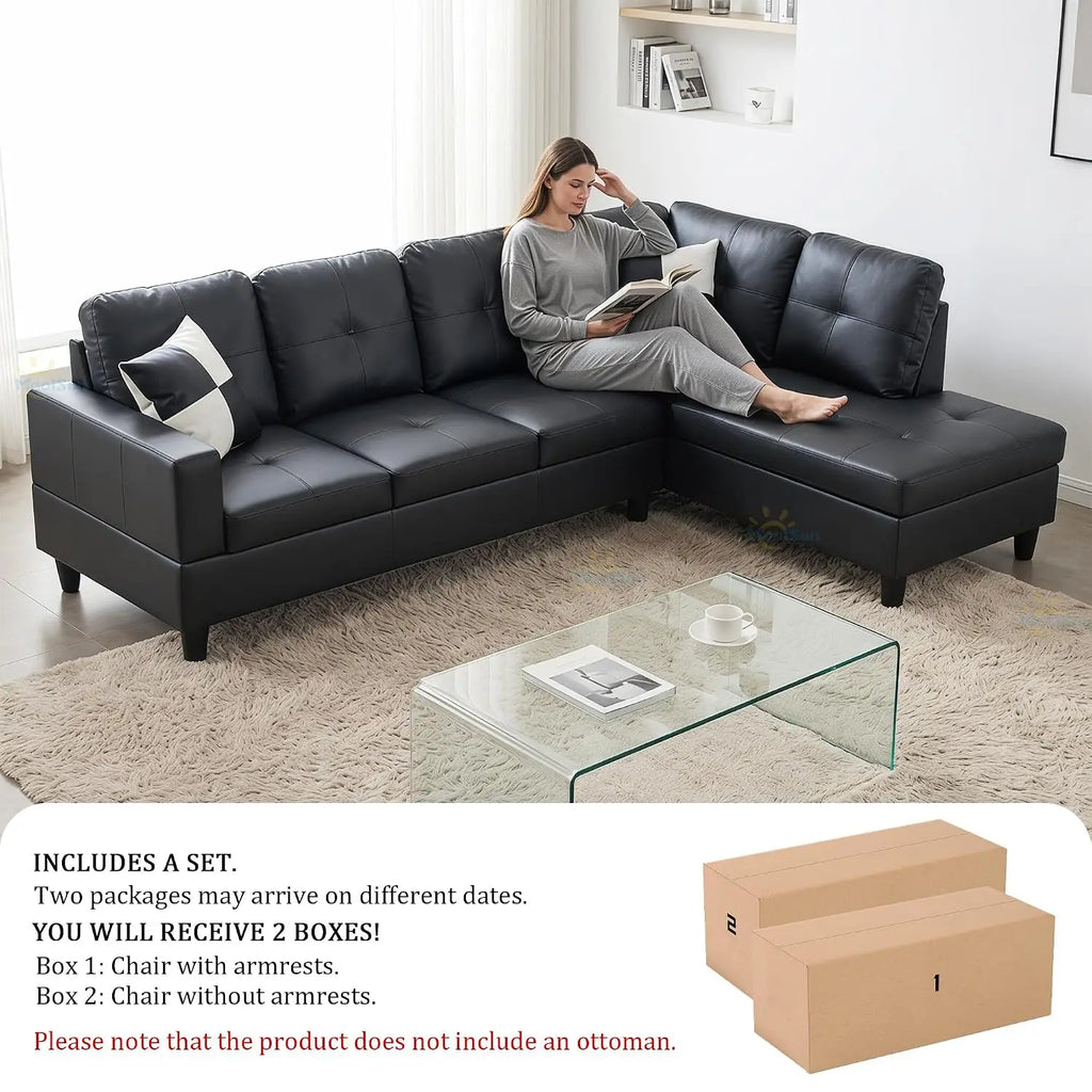 L-Shaped Combination Sofa Set, Luxurious Synthetic Leather Living Room Sofa, Suitable for Living Rooms, Bedrooms,, Customized