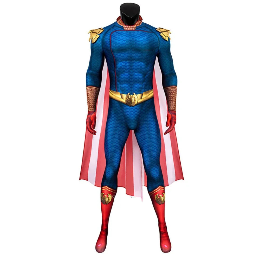 The Boys Homelander Cospaly Superhero Costume Adult Man Halloween Costumes Antony Starr Jumpsuit Cloak Blue Bodysuit